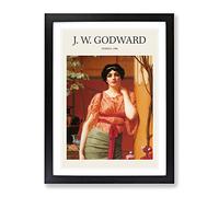Nerissa By John William Godward Exhibition Museum Painting Framed Print | A3 Black Framed Wall Art | Ready to Hang | Modern Historical Picture | Living Room Bedroom Lounge Office
