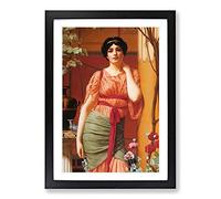 Nerissa by John William Godward Framed Print | A2 Black Framed Wall Art | Ready to Hang | Modern Nature Picture | Living Room Bedroom Lounge Office
