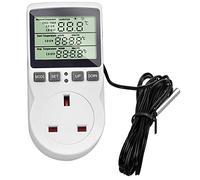 Nerissa Digital Thermostat Socket with 1.7m Sensor, Heating and Cooling, 230V 16A, Timer for Greenhouse, Reptile, Terrarium Home, White (T01-UK)