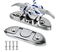 Nerites 4.5 Inch Boat Dock Cleats Folding Cleat 4-1/2'' Marine Flip up Cleats Dock 316 Stainless Steel Boat Grade Push-Pull Boat Cleats Pack of 2