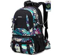 Nerlion 40L Hiking Backpack Travel Backpack for Men Women Camping Waterproof Outdoor Hiking Daypack Lightweight Backpack, A6- Blue Leaves, 40L US, Hiking Backpack