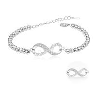 nernnernv 1 Infinity Heart Bracelet For Granddaughter, Adjustable Silver Plated Beaded Bracelet With Infinity Symbol And Crystal Accents, Sentimental Gift For Teenage Girls Women