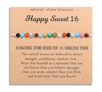 nernnernv 16th Girl Birthday Gifts, Crystals Milestone Bracelets Present with Happy Birthday Card, Adjustable Bracelet for Old Girls, Mom Sister Daughter Auntie Granddaughter（17.5mm）