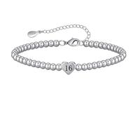 nernnernv Lucky Number Birthday Cuff Bangle Bracelet, Engraved Age Pendant Stainless Steel Adjustable Bracelets For Women With Hypoallergenic Design, Silver Bracelet For Girls 16th Birthday Gift