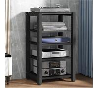 Nero 5-Tier Wooden o Rack - Adjustable Steel AV Ma Stand 2-Tier Ste Equint Shelf o-Video Shelving for Home Theater & Ma Sto