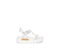 Nero Giardini E410700D Women's Leather and Canvas Sandals, White, 6 UK