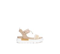 Nero Giardini E510700D Women's Leather and Canvas Sandals, Milk, 5 UK