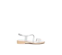 Nero Giardini E615900D Women's Leather and Fabric Sandals, silver, 8 UK