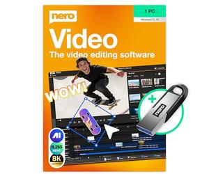 Nero Video 2026 on USB Stick | Video Editing Programme | Create & Edit Videos & Slideshows | 8K/4K/HD | Motion Tracking, Green Screen & PiP | Lifetime Licence | 1 PC | Windows 11/10/8/7