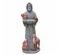 Neroyaner Bird Feeders Saint Francis of Assisi Statue 11.8 Inch Tall Spiritual Bird Feeder with Squirrels Birds Deer Blessing Resin Saint Francis of Assisi Lawn