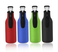 Neroyaner Bottle Cooler Sleeve Can Cooler 4Pcs Insulated Beer Sleeve 12Oz/330ML Standard Zip-up Thick Bottle Jacket Beer Covers Sleeves