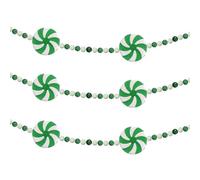 Neroyaner Candy Christmas Decorations Christmas Candy Garland 8Ft/2.4m Green White Peppermint Cane Decorations Plastic Bead Garland Green