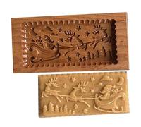 Neroyaner Christmas Cookie Stamps, Santa & Reindeer Shape Wooden Cookie Molds Biscuit Embossing Press Stamps for Xmas Baking,Thanksgiving Kitchen DIY