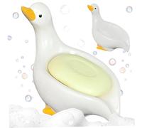 Neroyaner Cute Soap Dish, Duck Shape Ceramic Soap Dish, Self Draining Bar Holder, Non-Slip Bathroom for Shower Bathroom Tub Kitchen Sink Bar Holder