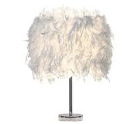 Neroyaner Feather Table Lamp Bedside Table Light Bedside Light White Lampshade Plume Desk Lamp Night for Living Room
