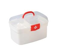Neroyaner First Aid Box Medicine Storage Box, 2-Tier Portable First Aid Storage with Sealing Buckle & Clear Lid, Large Capacity Organizer for Home, Travel