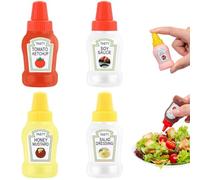 Neroyaner Ketchup Bottle Mini Sauce Bottle Squeeze with Labels Refillable Mini Condiment Bottles Leakproof Portable Condiment Containersf or Lunch Box Work Picnic 4PCS 25ml