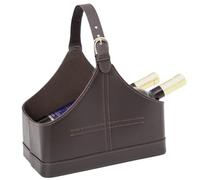 Neroyaner Magazine Holder 11x5.9x8.3 Inch Leather Magazine Rack with Top Handle Wine Flowers Fruits Basket for Holiday Presents Gifts Display Basket