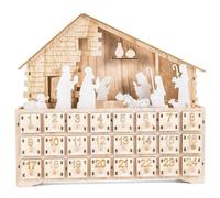 Neroyaner Nativity Advent Calendar Wooden Fill Your Own Advent Calendar with 24 Drawers Lights up Nativity Scene Christmas Advent Calendar 2024 24 Days Countdown,No Battery