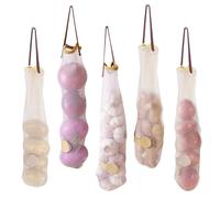 Neroyaner Onion Bag Hanging Mesh Onion Storage Bags Long Reusable Mesh Produce Bags Garlic Keeper Potatoes Storage Container for Fruit Veggies Garbage Bag 5Pcs