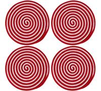Neroyaner Red Placemats Set of 4, 12 Inch Round Placemats, Heat Resistant Non-slip Cotton Woven, Washable Red Table Mats for Kitchen Round