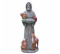 Neroyaner Saint Francis of Assisi Statue 11.8 Inch Tall Spiritual Bird Feeder with Squirrels Birds Deer Blessing Resin Saint Francis of Assisi Lawn