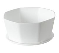 Neroyaner Shallow Planter 8" Succulent Pots, Ceramic Succulent Planter Pots with Drainage Hole, Shallow Plant Pot, Flower Pot for Round Bonsai with Bamboo Tray, White