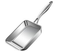 Neroyaner Tamagoyaki Pan Stainless Steel Japanese Omelette Pan, Non-Stick Uncoated Egg Roll 7.5x6.3 Rectangle Frying for Cooking Egg Roll, Steaks, Frying Bacon Tamagoyaki