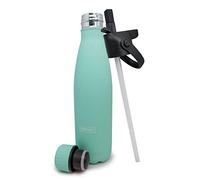 Nerthus Double wall flask for hot and cold liquids. BPA 500 ml stainless steel with turquoise design and straw stopper, Original
