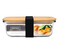 NERTHUS FIH 723Airtight Container Glass Bamboo Lid 1500 ml, Borosilicate
