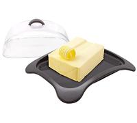 NERTHUS FIH 915 Butter Dish with Transparent lid Black - Transparent Suitable for All Tables, Light and Easy to Clean.