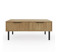 Nervata Coffee Table Oak & Black 2 Drawers