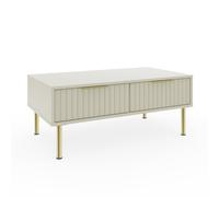 Nervata Coffee Table White & Gold 2 Drawers