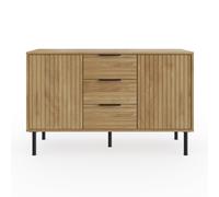 Nervata Large Sideboard Oak & Black 2 Doors 4 Shelves 3 Drawers