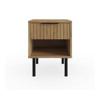 Nervata Side Table Oak & Black 1 Shelf 1 Drawer