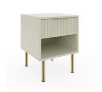 Nervata Side Table White & Gold 1 Shelf 1 Drawer