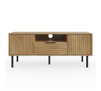 Nervata TV Unit Oak & Black 1 Shelf 1 Drawer 2 Doors