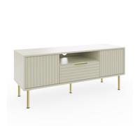 Nervata TV Unit White & Gold 1 Shelf 1 Drawer 2 Doors