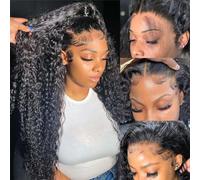 Nervoss 13X6 Deep Wave Lace Front Human Hair Wigs Hd Transparent Lace Front Wigs Human Hair Pre Ripped 180% Density Glueless Human Hair Wigs With Approx