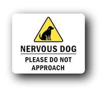 Nervous Dog Please Do Not Approach Sign - 11.0x9.5cm Brushed Aluminium
