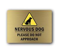 Nervous Dog Please Do Not Approach Sign - 19.0x14.0cm Brushed Aluminium