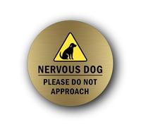 Nervous Dog Please Do Not Approach Sign - 9.5x9.5cm Brushed Aluminium