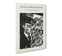 Nervous People At Dinner By Ernst Ludwig Kirchner Canvas Print | Gallery Wrapped 30mm Frame Wall Art | 24x16 inches | Ready to Hang | Surrealist Picture | Living Room Bedroom Lounge Office