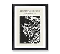 Nervous People At Dinner By Ernst Ludwig Kirchner Exhibition Museum Painting Framed Print | A4 Black Framed Wall Art | Ready to Hang | Modern Historical Picture | Living Room Bedroom Lounge Office