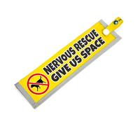 Nervous Rescue - Give Us Space, Space Awareness Sleeve for Reactive Nervous Dogs, Reflective, Waterproof, Double Sided Slip-on for the Dog Lead (Yellow, No Dogs Sign)