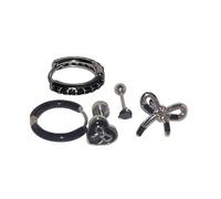 Nervous Sweetheart Bow Earring Element22 Steel Gristle Student Dark Stone Accent Alternative Fashion Addition Cold Heart Bow Ear Chain