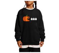 NerYuo Kids Halloween Pumpkin Print Long Sleeve Pull On Sweatshirt Born to Dance Sweatshirt (9-10 Years) Black