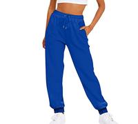 NerYuo Women's Plain Sport Jogger Tracksuit Bottoms Harem Joggers Tapered Leg Sweatpants Running Workout Sports Pants with Pockets Windproof Fleece Pants Women (2-Blue, M)