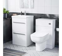 Nes Home 1000 mm Basin 2 Drawer Vanity Cabinet And Wc Toilet Pan Combo Suite