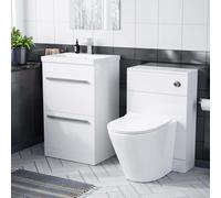 Nes Home 1000 mm Basin 2 Drawer Vanity Cabinet And White Modern Wc Toilet Pan Combo Suite